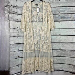 Torrid Ivory Lace Duster Kimono Open Front Long Cardigan Size 2X